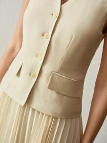 MOTF PREMIUM Vestido con cremallera y pliegues - Albaricoque - Ver 4