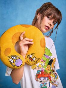 Nick 90s X SHEIN Cute Cartoon Embroidery U-Shaped Neck Pillow, Soft Material, Essential For Travel, Office, Outdoor