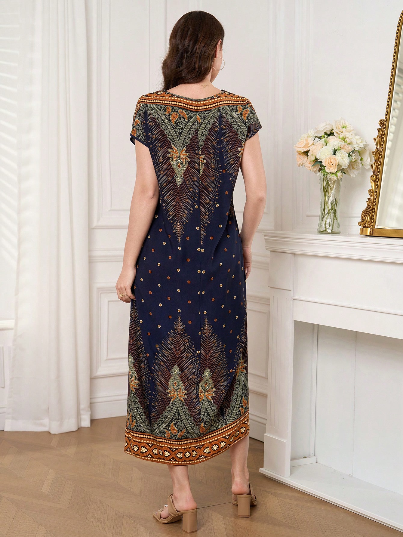 Al Najma فستان كاجوال صيفي للنساء بطباعة عربية عتي...