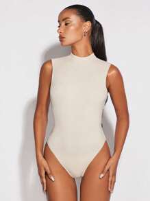 SHEIN BAE 素色露背背心連體衣