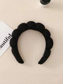 1 件装海绵头带腕带瑜伽跑步护肤保湿吸湿发带面膜清洁运动中性健身美容配件时尚健身房自我护理浴室必需品发饰运动器材 - 黑色 - 查看 7