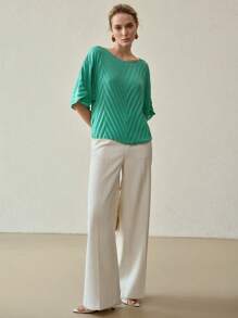 MOTF PREMIUM SOLID BATWING SLEEVE PLEATED BLOUSE,CHIC BLOUSE - Green - View 4