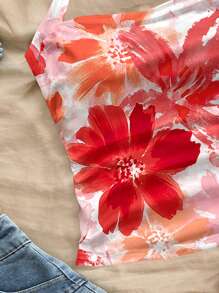 Soleia 女士度假可爱花卉印花吊带修身背心，适合夏季度假