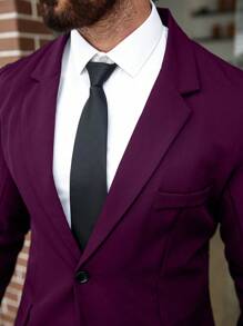 Manfinity Mode 大码男士纯色大理石纹翻领长袖夹克和裤子休闲西装套装