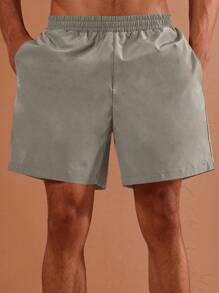 SUMWON Casual Beach Swim Trunks Regular Fit Pull-On Summer Vacation Pool Shorts Elastic Waistband Breathable Lightweight Resort Classic - Khaki - View 7