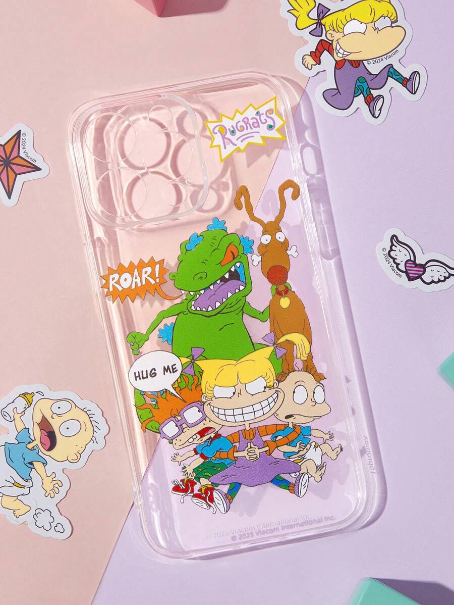 Nick 90s | SHEIN 可爱时尚趣味透明手机壳，卡通保护壳，兼容iPhone - 無色 - 查看 1