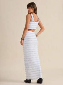 SHEIN LUNE Lễ hội Boho Trang phục phương Tây cho phụ nữ Trang phục nghỉ xuân cho phụ nữ Trang phục hai mảnh - Đen và trắng - Xem 6