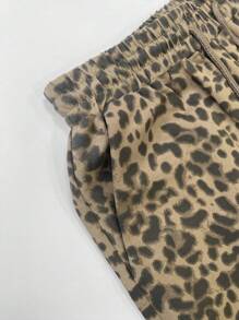 StreetHx 女士豹纹休闲宽松阔腿修身裤 - 卡其色 - 查看 7