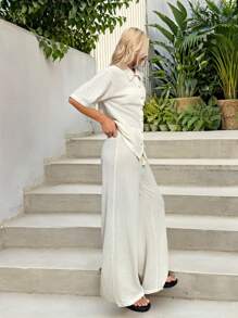 SHEIN EZwear Crochet Beach Vacation  Summer Women Two-Piece Outfits - Apricot - View 3