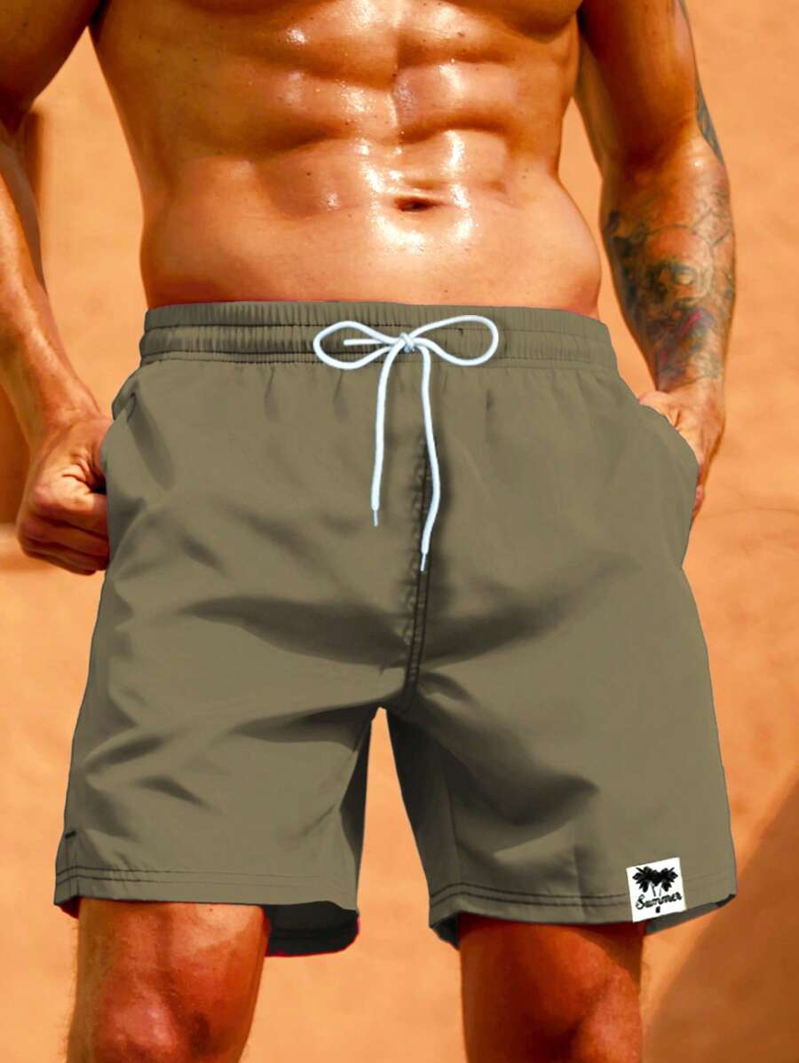 Surfspeed شورتات كاجوال فضفاضة للرجال، خصر بسحاب رسومات أحرف، مناسب للشاطئ