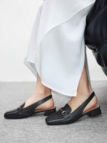 CUCCOO BIZCHIC CUCCOO Fashionable Versatile Metal Decor Flat Slip-On Shoes - Black - View 4