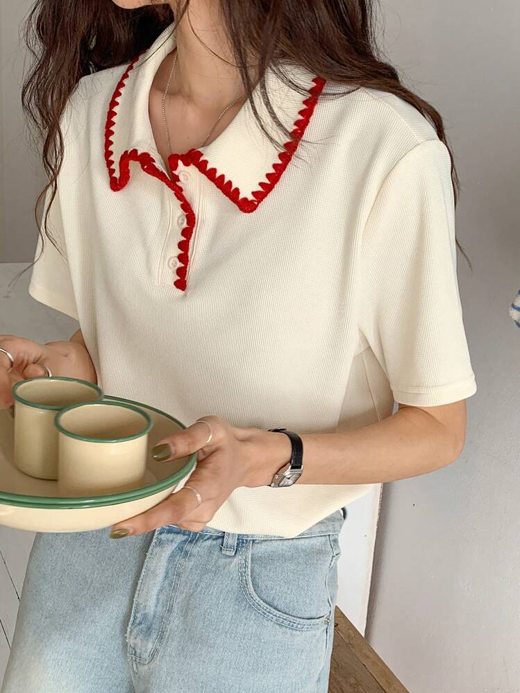 DAZY 新作カジュアルライン装飾Tシャツ レディース、デート、夏
