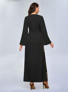 Al Najma Vestido de moda sencillo con estilo árabe, adecuado para el verano - Negro - View 2