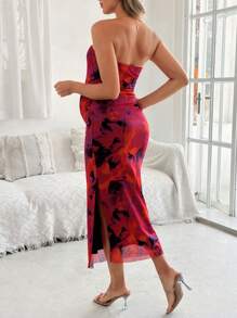 SHEIN Maternity Strapless Simple Stylish Dress, Suitable For Summer - Multicolor - View 2