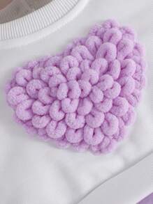 Infant/Toddler Girls' Cute Mesh Tulle Dress With Furry Heart Decor, Sweet Style For Spring/Autumn - Purple - View 8