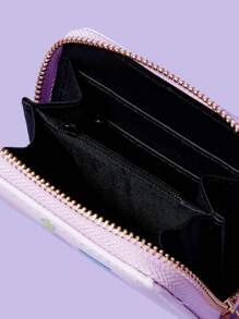 SCOOBY-DOO X SHEIN 1pc Purple Flower & Dog Pattern Short Wallet - Multicolor - View 4