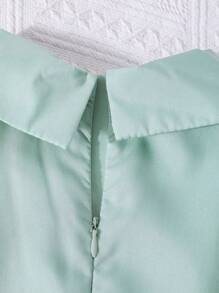 SHEIN Mono sin mangas color verde oliva para niñas preadolescentes, con cuello, para vacaciones, uso casual y diario