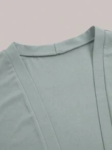 2pcs/Set Plus Size Women Floral Print Bodycon Dress & Solid Cardigan Set