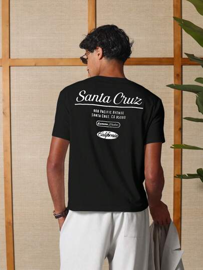 SUMWON Santa Cruz California Lifestyle T-Shirt Pacific Avenue Casual Summer Streetwear Classic Surf Skate Culture Comfort Beach Vacation Essential Urban Basic Shrunken Fit