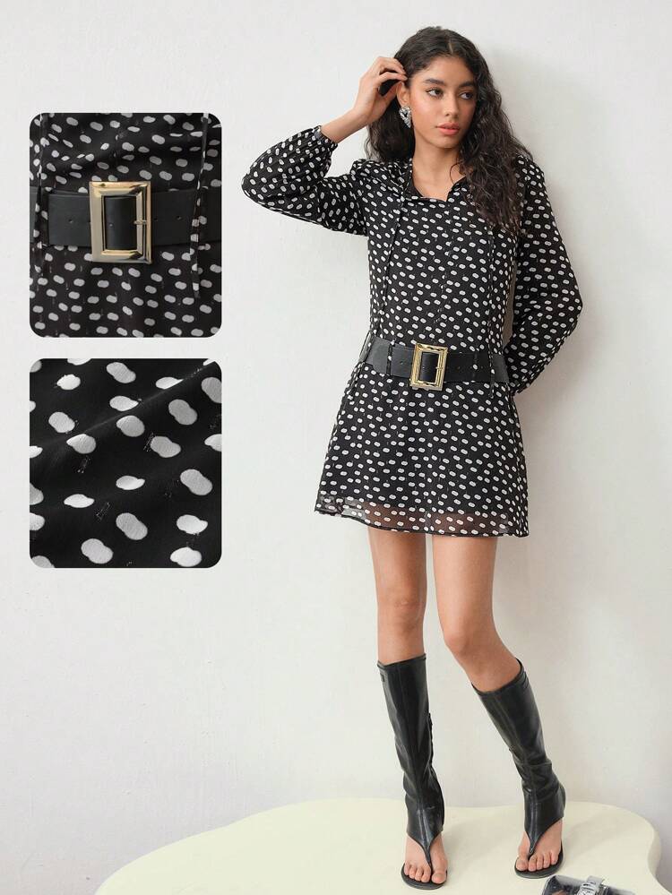 MOTF STUDIO WOMEN POLKA DOT PRINT MINI DRESS