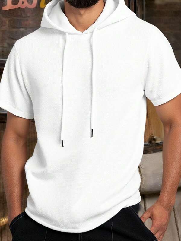 Manfinity VCAY Men's Loose Fit Jacquard Knit Oversized Drop Shoulder Hoodie, Suitable For Summer