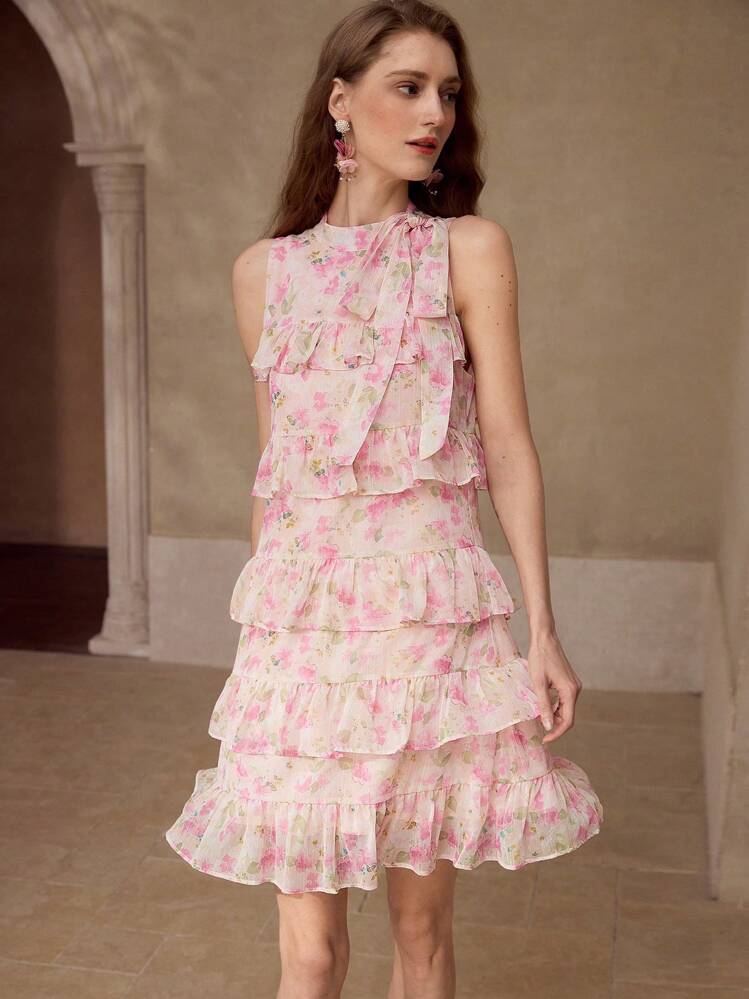 MOTF PREMIUM 階層フローラルプリントドレス | SHEIN JAPAN