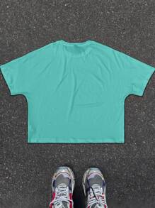 PAVTROS 男士截短款T恤 超大彩色钻石十字图案 分类小图案字母印花 INS街头宽松白T恤