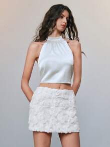 Aveloria 花卉3D印花休闲迷你裙，简约时尚，适合夏季