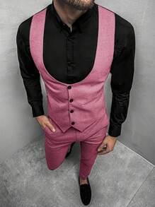 Manfinity Mode Heren forensen Colorblock Patchwork Vest & Broek Pak Set Bruiloftsoutfit voor mannen Heren nette outfits Heren formele outfit Heren elegante outfit Heren feestoutfit