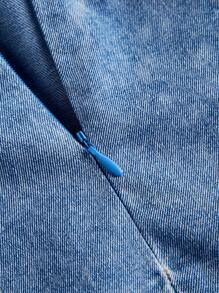 SHEIN MOD 女士牛仔迷你连衣裙，休闲修身拼接款，女士夏季服装，女士夏季连衣裙，女士复活节连衣裙，女士太阳裙，女士度假服装，女士牛仔装，女士节日服装，锐舞派对服装，乡村音乐会服装，女士早午餐服装，牛仔装，下午茶服装，服装 - 淺色水洗藍 - 查看 3