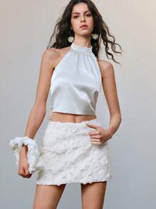 Aveloria 花卉3D印花休闲迷你裙，简约时尚，适合夏季