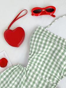 Comfortcana 女士夏季休闲格子露背吊带连体衣