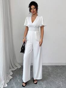 Elenzga Women's Elegant Leisure Vacation Jumpsuit - White - View 4