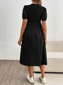 SHEIN Puff Sleeve Fitted Maternity Dress, Elegant Dress