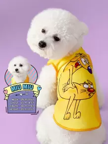 Nick 90s X SHEIN 90s Fashionable Cartoon Dog Print Pet Tank Top, For Cats And Dogs, Available In Sizes XXS-XXXXXL, From Extra Small To Extra Large