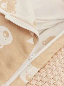 Cozy Pixies 1 pezzo Sacco a pelo per bambini in tessuto jacquard morbido e confortevole con stampa di orsetto, certificato Oeko-Tex, adatto per primavera/estate