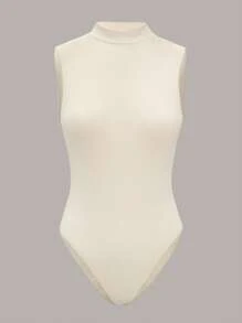 SHEIN BAE 素色露背背心連體衣