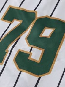 Aesthetic Post 男式宽松运动风格超大图案 T 恤 - 綠色 - 查看 6