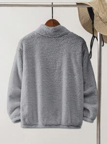 Tween Boy Letter Print Long Sleeve Half-Zip Casual Hoodie Sweatshirt