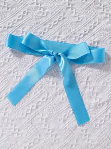 SHEIN Girls Ruffle Trim Cap Sleeve Blouse With Bowknot And Pleated Jumpsuit - Blue - View 5