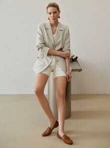 MOTF PREMIUM LINEN BELTED LIGHTWEIGHT BLAZER,BUSINESS CASUAL WOMAN - Black - View 4