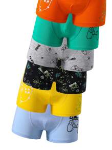 8pcs/Set Boys' Simple, Fashionable, Cool Vintage Colorful Gaming Console Print Boxer Briefs - Multicolor - View 3