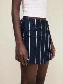 BizChic Damen Culottes mit Streifenprint und Verdeckter Vorderseite, Lässig - marineblau - Übersicht 4