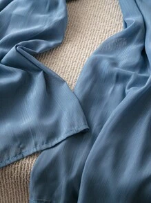 Chiquease 女士夏季宽松百褶阔腿休闲裤，百搭 - 藍色 - 查看 3