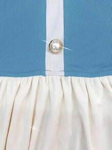 Celure Vestido de diseño de empalme de color contrastante talla grande para mujeres