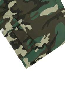 Manfinity Homme Men's Loose Fit Drawstring Waist Flip Pocket Camo Cargo Shorts - Multicolor - View 6