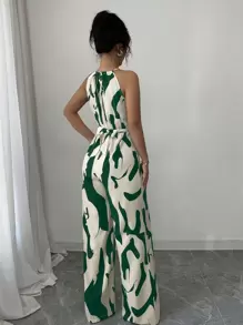 Selianne 女士印花面料束腰度假和日常优雅吊带连体裤