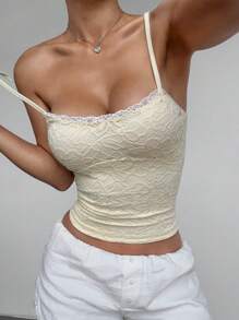 SHEIN Unity Women's Floral Lace Fitted Camisole - Apricot - View 3