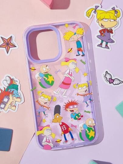 Nick 90s | SHEIN Durable Fashionable Double-Layer Mobile Phone Case, Cute Cartoon Graphic Protective Cover, Compatible With IPhone 11 - 17 Pro Max