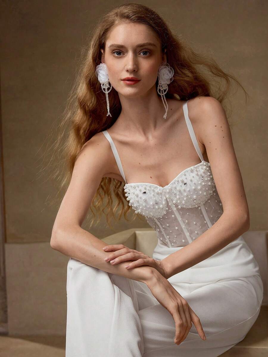 MOTF PREMIUM ÁO LIỀN CAMI GỌN GỌN NGỌC TRAI - trắng - Xem 1